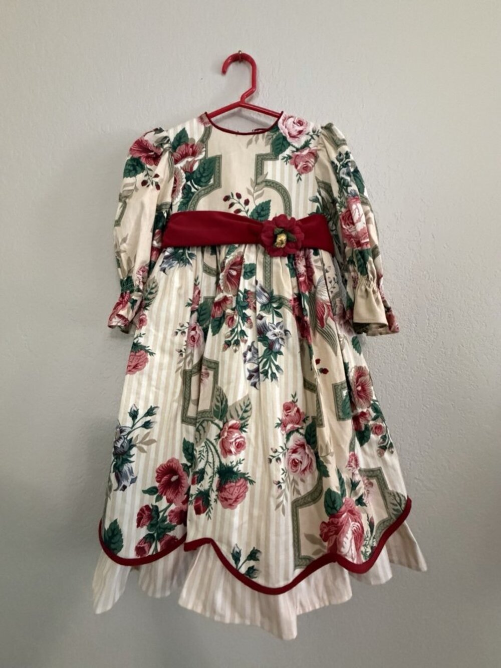 Ruth Of Carolina Vintage Girls Dress Floral Puff Sleeve Sz 4T 100% Cotton USA